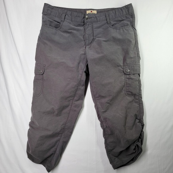 Woolrich Trek Cargo Capri Pants Women's Size 8 Gray Lightweight Hiking Ruched - Picture 1 of 15